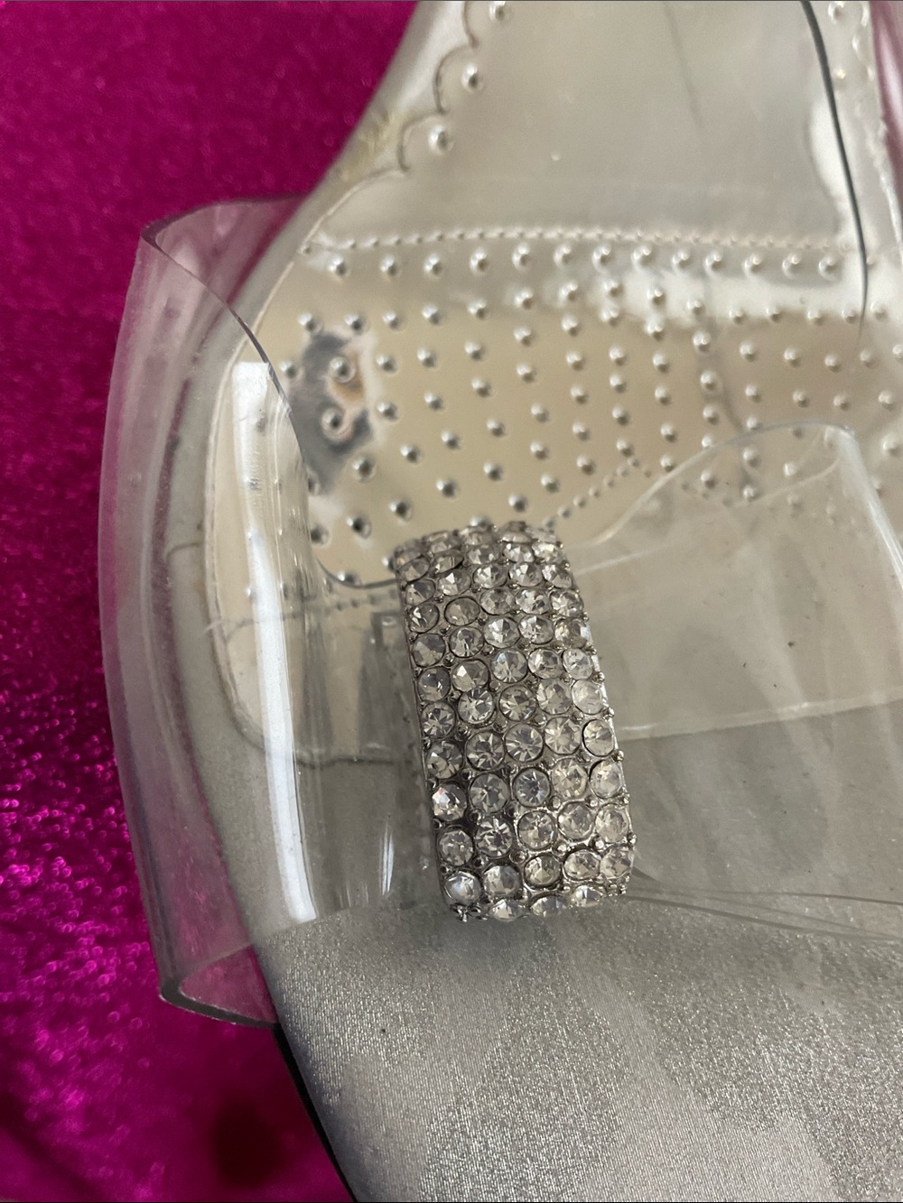 J.Renee Silver Clear Strap Rhinestone Toe Loop Heels - Picture 5 of 5